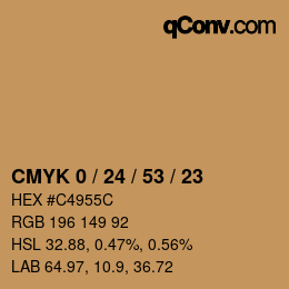 カラーコード: CMYK 0 / 24 / 53 / 23 | qconv.com
