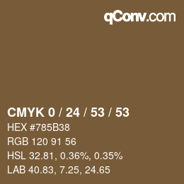 カラーコード: CMYK 0 / 24 / 53 / 53 | qconv.com