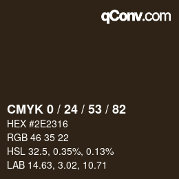 カラーコード: CMYK 0 / 24 / 53 / 82 | qconv.com