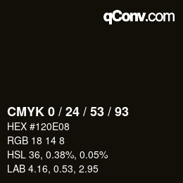 カラーコード: CMYK 0 / 24 / 53 / 93 | qconv.com