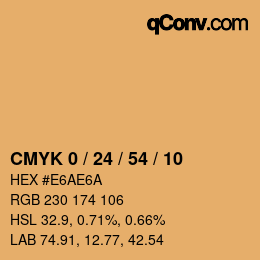 カラーコード: CMYK 0 / 24 / 54 / 10 | qconv.com