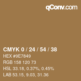 カラーコード: CMYK 0 / 24 / 54 / 38 | qconv.com