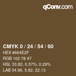 カラーコード: CMYK 0 / 24 / 54 / 60 | qconv.com