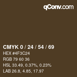 カラーコード: CMYK 0 / 24 / 54 / 69 | qconv.com