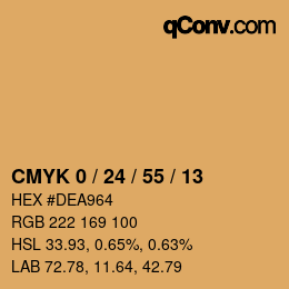 カラーコード: CMYK 0 / 24 / 55 / 13 | qconv.com