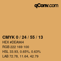 カラーコード: CMYK 0 / 24 / 55 / 13 | qconv.com