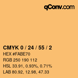 颜色代码: CMYK 0 / 24 / 55 / 2 | qconv.com
