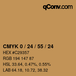 カラーコード: CMYK 0 / 24 / 55 / 24 | qconv.com