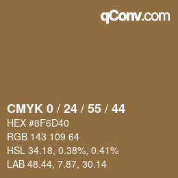 Color code: CMYK 0 / 24 / 55 / 44 | qconv.com