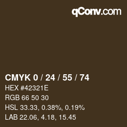 カラーコード: CMYK 0 / 24 / 55 / 74 | qconv.com