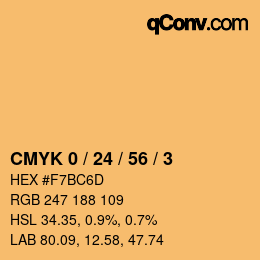 カラーコード: CMYK 0 / 24 / 56 / 3 | qconv.com
