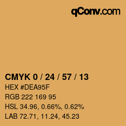 カラーコード: CMYK 0 / 24 / 57 / 13 | qconv.com
