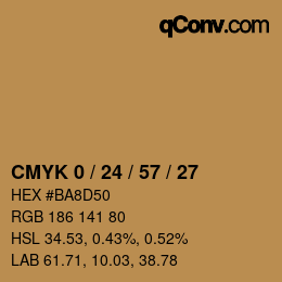 カラーコード: CMYK 0 / 24 / 57 / 27 | qconv.com