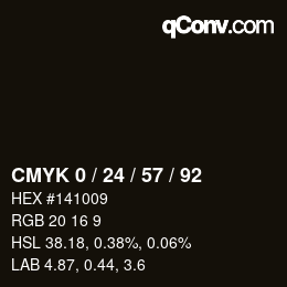 Farbcode: CMYK 0 / 24 / 57 / 92 | qconv.com