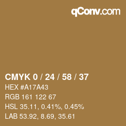 カラーコード: CMYK 0 / 24 / 58 / 37 | qconv.com