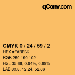 Color code: CMYK 0 / 24 / 59 / 2 | qconv.com