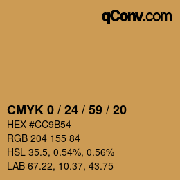 カラーコード: CMYK 0 / 24 / 59 / 20 | qconv.com
