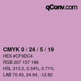 カラーコード: CMYK 0 / 24 / 5 / 19 | qconv.com
