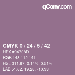 カラーコード: CMYK 0 / 24 / 5 / 42 | qconv.com