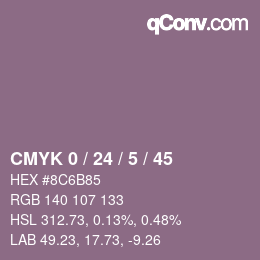 カラーコード: CMYK 0 / 24 / 5 / 45 | qconv.com