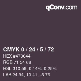 カラーコード: CMYK 0 / 24 / 5 / 72 | qconv.com