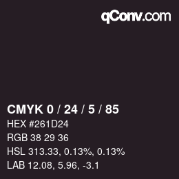 カラーコード: CMYK 0 / 24 / 5 / 85 | qconv.com