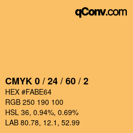 カラーコード: CMYK 0 / 24 / 60 / 2 | qconv.com