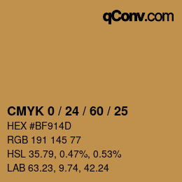 颜色代码: CMYK 0 / 24 / 60 / 25 | qconv.com