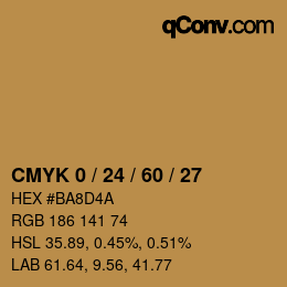 カラーコード: CMYK 0 / 24 / 60 / 27 | qconv.com