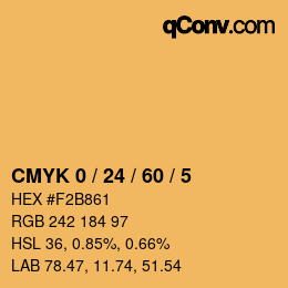 カラーコード: CMYK 0 / 24 / 60 / 5 | qconv.com