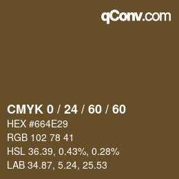カラーコード: CMYK 0 / 24 / 60 / 60 | qconv.com