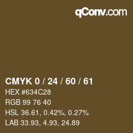 カラーコード: CMYK 0 / 24 / 60 / 61 | qconv.com