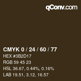 カラーコード: CMYK 0 / 24 / 60 / 77 | qconv.com