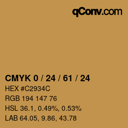 Color code: CMYK 0 / 24 / 61 / 24 | qconv.com