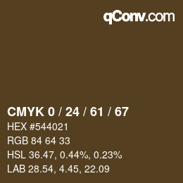 Farbcode: CMYK 0 / 24 / 61 / 67 | qconv.com
