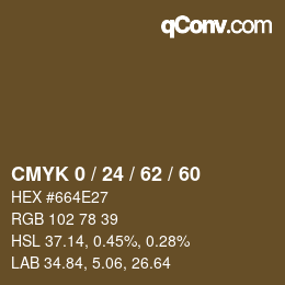 カラーコード: CMYK 0 / 24 / 62 / 60 | qconv.com