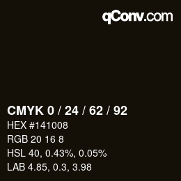カラーコード: CMYK 0 / 24 / 62 / 92 | qconv.com