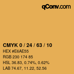 カラーコード: CMYK 0 / 24 / 63 / 10 | qconv.com