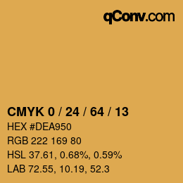 カラーコード: CMYK 0 / 24 / 64 / 13 | qconv.com