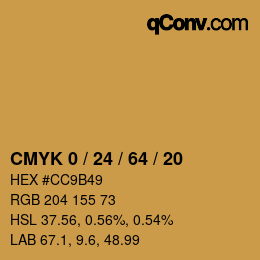 カラーコード: CMYK 0 / 24 / 64 / 20 | qconv.com