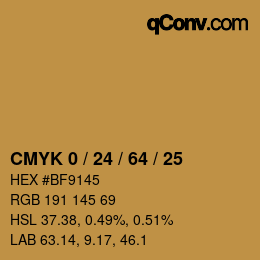 カラーコード: CMYK 0 / 24 / 64 / 25 | qconv.com