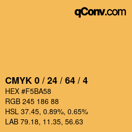 カラーコード: CMYK 0 / 24 / 64 / 4 | qconv.com