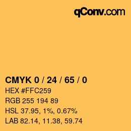 Farbcode: CMYK 0 / 24 / 65 / 0 | qconv.com