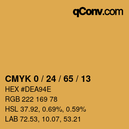 カラーコード: CMYK 0 / 24 / 65 / 13 | qconv.com