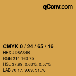 カラーコード: CMYK 0 / 24 / 65 / 16 | qconv.com