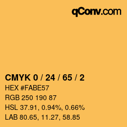 Color code: CMYK 0 / 24 / 65 / 2 | qconv.com