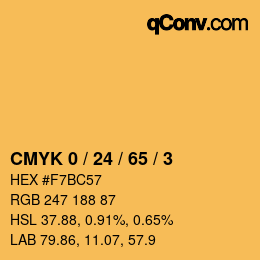 Farbcode: CMYK 0 / 24 / 65 / 3 | qconv.com