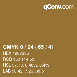カラーコード: CMYK 0 / 24 / 65 / 41 | qconv.com