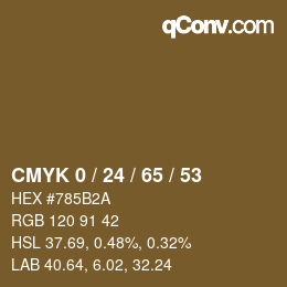 カラーコード: CMYK 0 / 24 / 65 / 53 | qconv.com