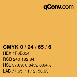 カラーコード: CMYK 0 / 24 / 65 / 6 | qconv.com